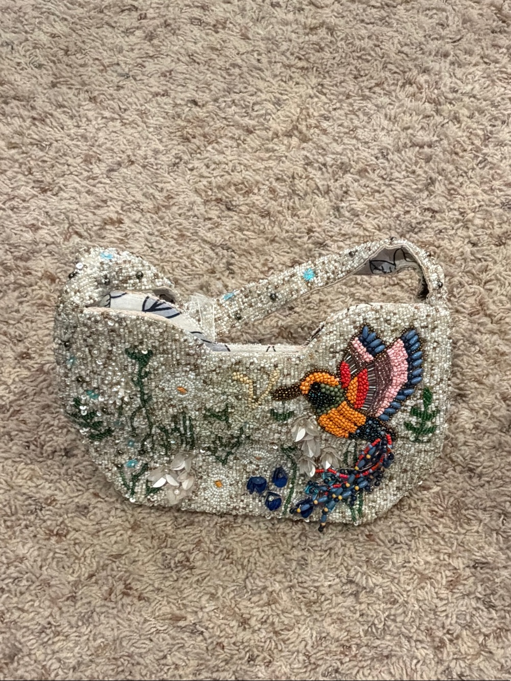 Mocking Bird Beaded Purse